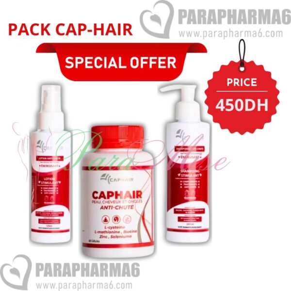 Pack anti chute caphair shampoing +caphair lotion +caphair 60 gélule